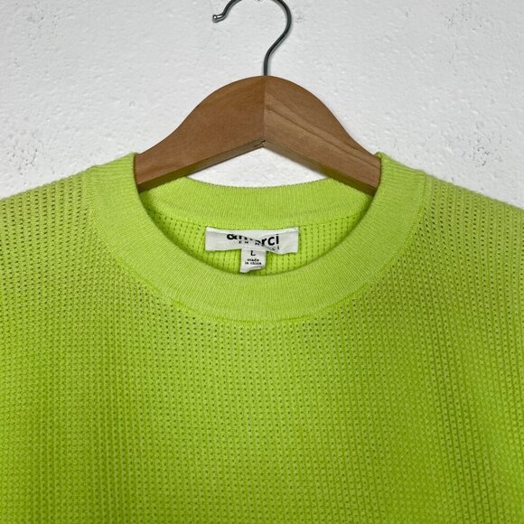 Merci Bede Flutter Top Lime Green Ruffle Peplum Knit Sweater Top Size: Large - Picture 7 of 10